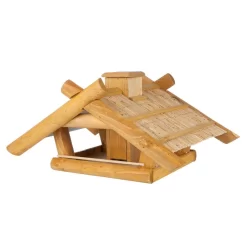 Vogelhaus Mit Strohdach Und Futterkamin