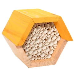 Insektenhotel Für Wildbienen, Sechseckig, Naturbelassen, 12,8 X 14,6 X 14,8 Cm -Gartenserien Geschäft 0910160156 Bienenhaus sechseckig Papierstrohhalme1 93632