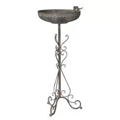 Vogeltränke, Schale Auf Fuß, Eisen, 30 X 33 X 75 Cm, Graubraun