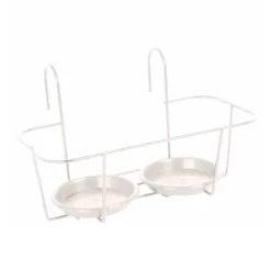 Haken-Blumentopfhalter, Metall, Weiß, 34 X 18 Cm, Für Zwei Töpfe