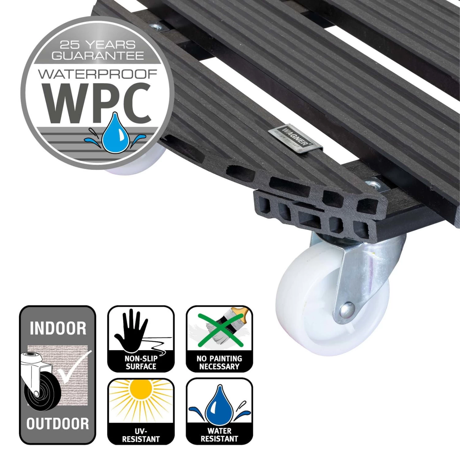 Multi Roller WPC, 120 Kg Tragkraft, Ca. 50 X 50 X 11 Cm 3 Multi Roller WPC, 120 Kg Tragkraft, Ca. 50 X 50 X 11 Cm – Bild 3