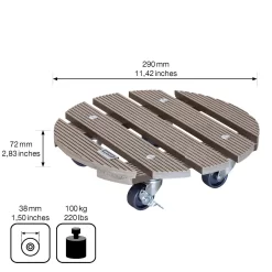 Multi Roller WPC, Tragkraft 100 Kg, Taupe, Ca. 7 X 29 X 29 Cm -Gartenserien Geschäft 0920600507 multi roller wpc taupe 4 116694