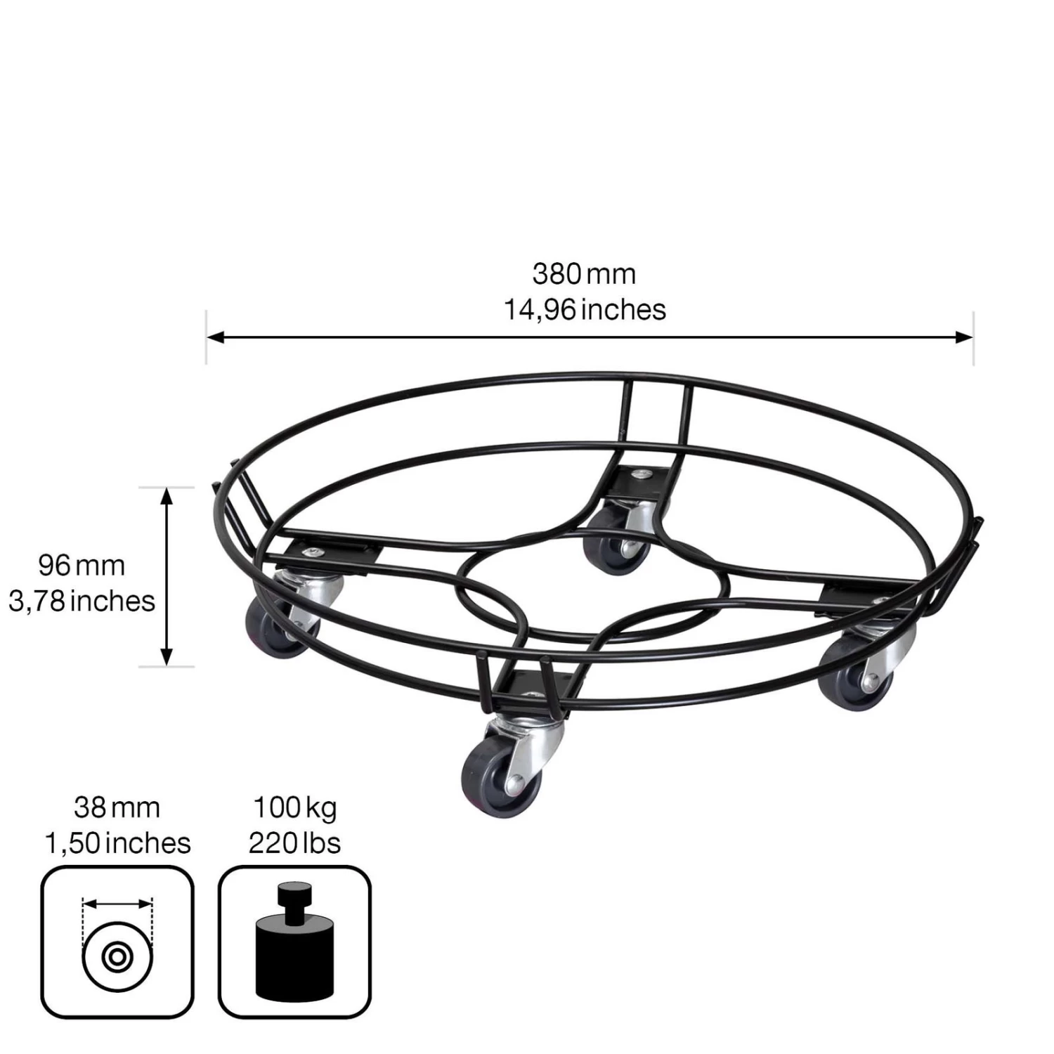 Multi Roller GH 0934, Tragkraft 100 Kg, Schwarz, Ca. 10 X 38 X 38 Cm 6 Multi Roller GH 0934, Tragkraft 100 Kg, Schwarz, Ca. 10 X 38 X 38 Cm – Bild 6