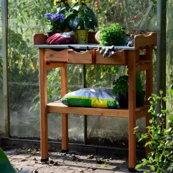 Pflanztisch, Natur, Kiefernholz, 78 X 38 X H91 Cm -Gartenserien Geschäft 0940700263 Pflanztisch mit Schubladen 3 118915