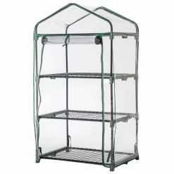 Gewächshaus Grün, Drei Etagen, Stahlrohr / Kunststoff, 126 X 70 X 50 Cm