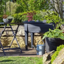 Hochbeet Mit Deckel, Anthrazit, Ca. 100 X 50 X 107 Cm -Gartenserien Geschäft 0980250129 Hochbeet mit Beinen und Deckel anthrazit 111345