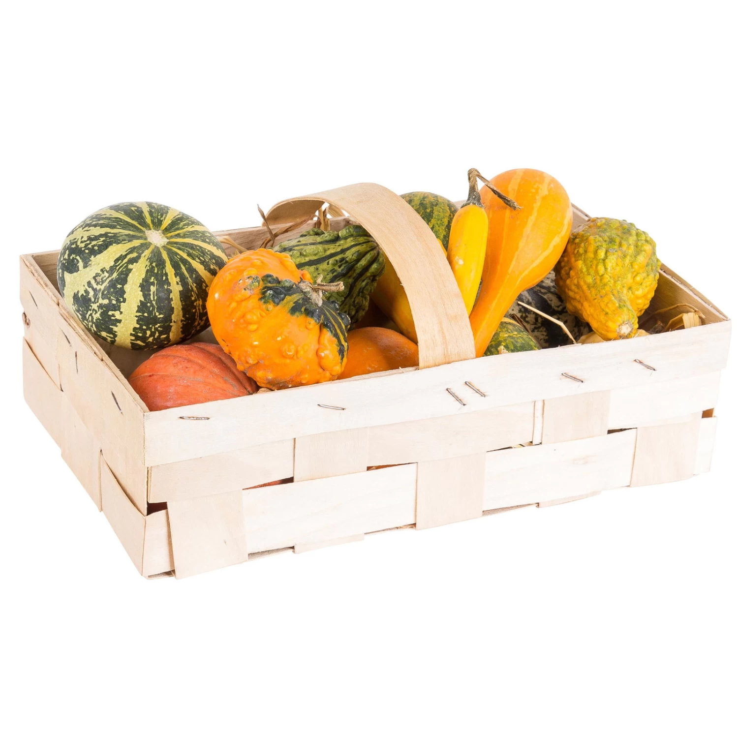 Kürbisse Im Spankorb, Verschiedene Sorten, 2 Körbe 1 Kürbisse Im Spankorb, Verschiedene Sorten, 2 Körbe