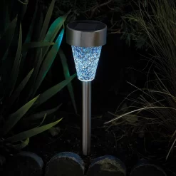 Mosaic Solarpfahlleuchte, Edelstahl / Glas, Silber / Bunt, 36 X 7,5 Cm, 6er Pack -Gartenserien Geschäft 2950100372 Solarpfahlleuchte Mosaic Stimmung blau 61370