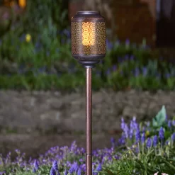 Solarleuchte 'Tunis' Mit Flammeneffekt, Grau, Ca. Ø 12 X H 90 Cm