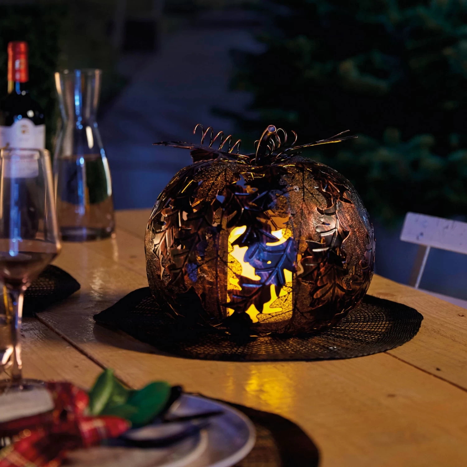 Gartenleuchte Kürbis Mit Blatt, Kupfer, Ca. 23,5 X 28 Cm 3 Gartenleuchte Kürbis Mit Blatt, Kupfer, Ca. 23,5 X 28 Cm – Bild 3