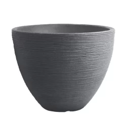 Pflanzgefäß "Lara" Grau, Rillenoptik, Ø 40 Cm, Höhe 31 Cm, Füllvol. 26 L
