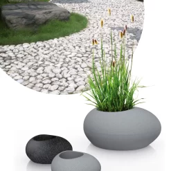 Pflanzstein Flow, Stony Grey, Kunststoff -Gartenserien Geschäft 3210103633 3210103634 3210103635 3210103636 Pflanzstein Flow stony black grey 55927