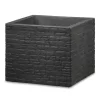 Pflanzgefäß 'Muretto', Eckig, Stein, Schwarz, Kunststoff