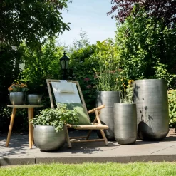 Pflanzgefäß 'Rowen', Silber, Ø 47 X H 82 Cm -Gartenserien Geschäft 3210801614 3210801615 3210801617 3210801618 3210801635 3210801636 3210801637 3210801638 Pflanzgefaess Rowen silber 4 114960 3