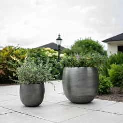 Pflanzgefäß 'Rowen', Silber, Ø 50 X H 47 Cm -Gartenserien Geschäft 3210801625 3210801626 3210801627 3210801628 Pflanzgefaess Rowen silber 1 114998