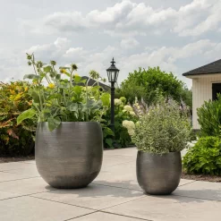 Pflanzgefäß 'Rowen', Silber, Ø 50 X H 47 Cm -Gartenserien Geschäft 3210801625 3210801626 3210801627 3210801628 Pflanzgefaess Rowen silber 4 115000