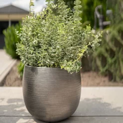 Pflanzgefäß 'Rowen', Silber, Ø 50 X H 47 Cm -Gartenserien Geschäft 3210801625 3210801626 3210801627 3210801628 Pflanzgefaess Rowen silber 8 115004