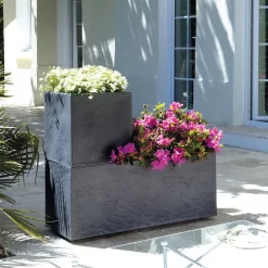 Pflanztrog 'Volcania Dado', Anthrazit, L 39,5 X B 39,5 X H 43,5 Cm -Gartenserien Geschäft 3230101084 Pflanztrog Volcania Dado anthrazit 39x39xH43cm 31Ltr2 75429