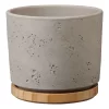 Übertopf Paros Deluxe, Keramik & Holz, Hellgrau, 19 Cm