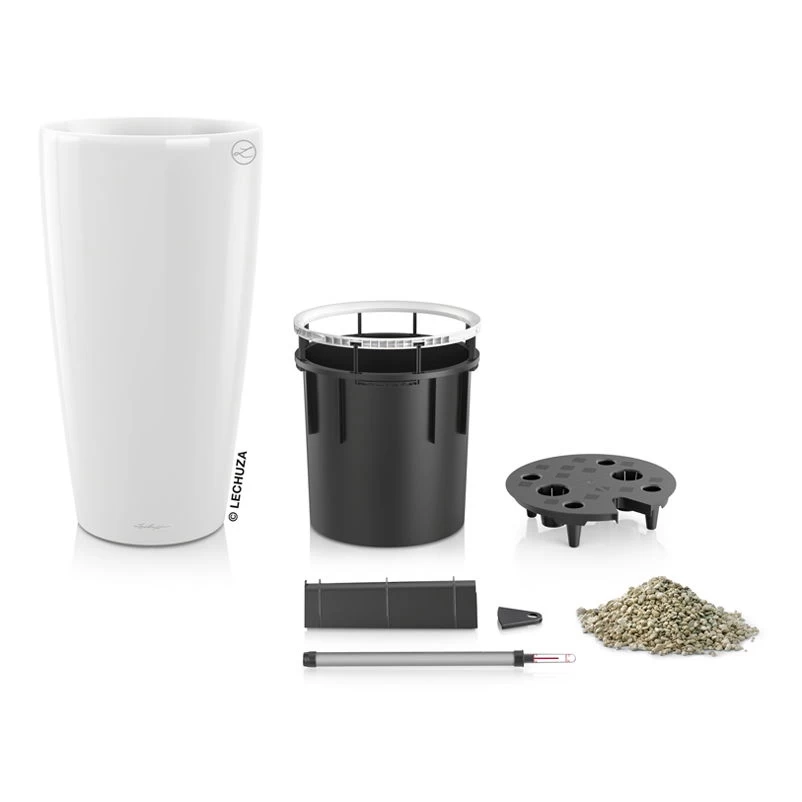 LECHUZA Rondo Premium, All-in-One-Set, Weiß Hochglanz, Ø 33 Cm, H:56 Cm 3 LECHUZA Rondo Premium, All-in-One-Set, Weiß Hochglanz, Ø 33 Cm, H:56 Cm – Bild 3