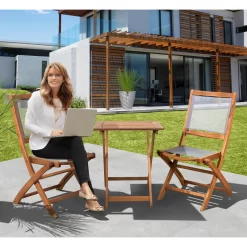 Balkonset „Balkonien“ Aus Akazienholz, 3-teilig, Silbergrau -Gartenserien Geschäft 3910201594 Balkonien 63458