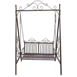 Gartenserien Geschäft -Gartenserien Geschäft 3910302503 MetallSchaukelbank Bordeaux braun2 75545