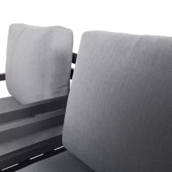 4-teilige Lounge-Gruppe 'Piazza', Tisch Mit Glasplatte, Inklusive Auflagen -Gartenserien Geschäft 3910302532 Alu Loungergruppe Piazza 4tlg schwarz inkl Kissen grau Tisch mit Glasplatte 74485