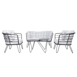 4-teilige Lounge-Gruppe 'Bella', Schwarz, Inklusive Auflagen 11 4-teilige Lounge-Gruppe 'Bella', Schwarz, Inklusive Auflagen -Gartenserien Geschäft 3910302533 Alu Loungergruppe Bella 4tlg schwarz inkl Kissen hellgrau 74488