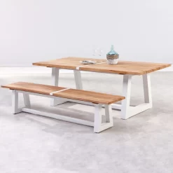 Best Alu-Bank Campione, Teakholz, Weiß, 45 X 220 X 40 Cm -Gartenserien Geschäft 3910302555 3910801469 champione5 71128