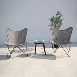 Bistro-Set 'Butterfly', 3-tlg., Braun