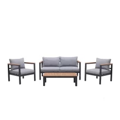 Loungeset 'Kingsbury' Inkl. Auflagen, 5tlg., Dunkelgrau