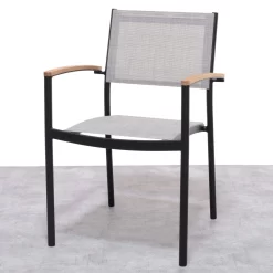 Stapelsessel 'Vera', Mattschwarz/birkengrau, Ca. 83 X 55 X 55 Cm -Gartenserien Geschäft 3910302710 Alu Stapelsessel Vera matt schwarz Textilen birkengrau 21 13 119304