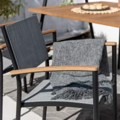 Stapelsessel 'Vera', Mattschwarz/birkengrau, Ca. 83 X 55 X 55 Cm -Gartenserien Geschäft 3910302710 Alu Stapelsessel Vera matt schwarz Textilen birkengrau 21 5 119306