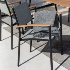 Stapelsessel 'Vera', Mattschwarz/birkengrau, Ca. 83 X 55 X 55 Cm -Gartenserien Geschäft 3910302710 Alu Stapelsessel Vera matt schwarz Textilen birkengrau 21 8 119305