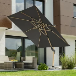 Pendelschirm 'Rhodos Twist Woody', Anthrazit, Ca. 300 X 300 Cm