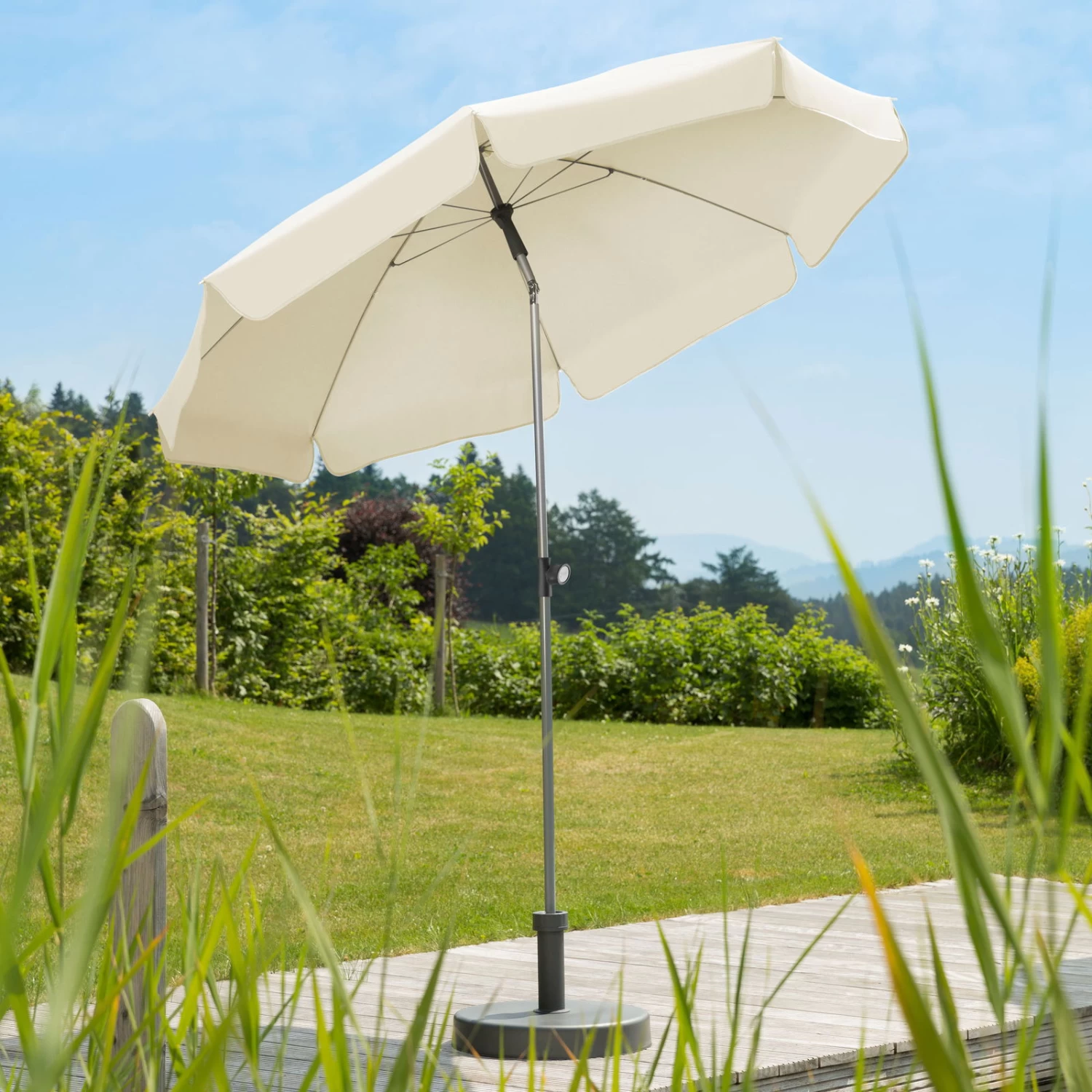 Mittelstockschirm 'Locarno', Ø 200 Cm, Natur 1 Mittelstockschirm 'Locarno', Ø 200 Cm, Natur