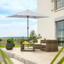 Mittelstockschirm 'Bilbao', Ca. 210 X 130 Cm -Gartenserien Geschäft 3910503142 Sonnenschirm Bilbao silbergrau 6 90432