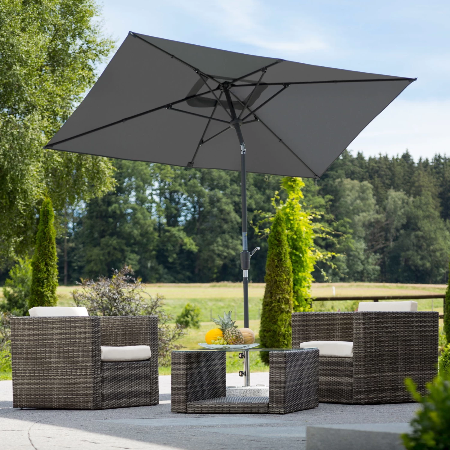 Mittelstockschirm 'Tunis', Ca. 270 X 150 Cm 1 Mittelstockschirm 'Tunis', Ca. 270 X 150 Cm