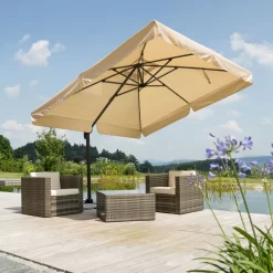 Sonnenschirm 'Rhodos', 300 X 300 Cm, Natur -Gartenserien Geschäft 3910503191 Sonnenschirm Rhodos natur 4 91436