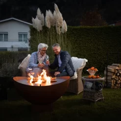 Feuerstelle 'Wave', Rost, Edelstahl, Ca. 100 X 55 X 100 Cm -Gartenserien Geschäft 3920100768 Feuerstelle WAVE rost ca100x55x100cm 2 125243