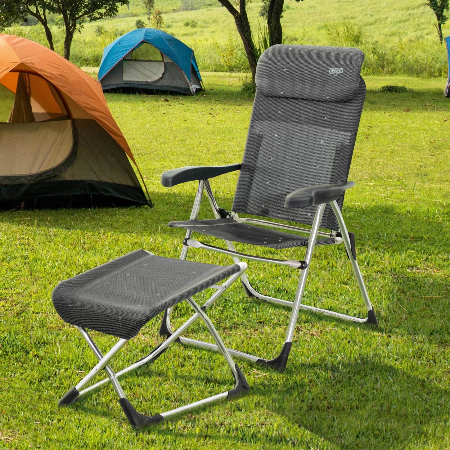 Crespo Hocker/Beinauflage Compact Klappbar, Silber/anthrazit 4 Crespo Hocker/Beinauflage Compact Klappbar, Silber/anthrazit – Bild 4