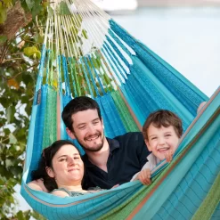 LA SIESTA Kingsize Familien-Hängematte Flora Curacao, Aus Bio-Baumwolle -Gartenserien Geschäft 3940200267 Kingsize Haengematte Flora curacao BioBaumwolle 47132