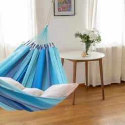 LA SIESTA Hängematte 'Modesta', Lagoon, Single - L 300 X B 140 Cm -Gartenserien Geschäft 3940200328 Single Haengematte Modesta Lagoon Bio Baumwolle 5 106086