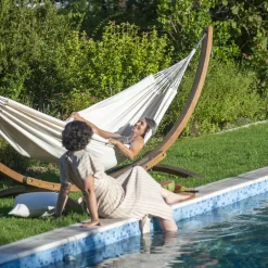 LA SIESTA Hängematte 'Modesta', Latte -Gartenserien Geschäft 3940200335 Doppel Haengematte Modesta Latte Bio Baumwolle 4 106106