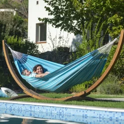 LA SIESTA Hängematte 'Modesta', Azure, Doppel - L 350 X B 160 Cm 7 LA SIESTA Hängematte 'Modesta', Azure, Doppel - L 350 X B 160 Cm -Gartenserien Geschäft 3940200337 Doppel Haengematte Modesta Azure Bio Baumwolle 3 106111