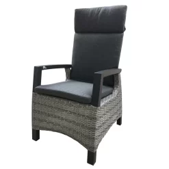 Geflechtsessel Bremen, Hellgrau/braun, Verstellbare Rückenlehne