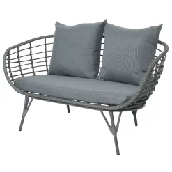 Loungegruppe 'Evora', 4-teilig, Grau -Gartenserien Geschäft 3950101015 Alu Geflechtgruppe Evora 4tlg grau inkl Kissen 3 99291