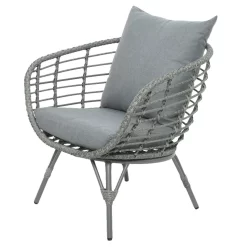 Loungegruppe 'Evora', 4-teilig, Grau -Gartenserien Geschäft 3950101015 Alu Geflechtgruppe Evora 4tlg grau inkl Kissen 5 99292